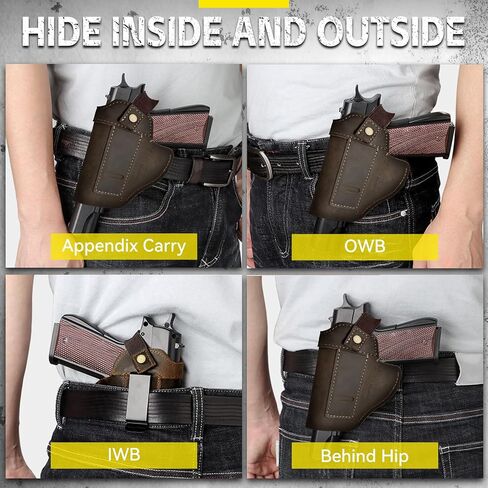 حافظة جلدية IWB/OWB لـ Glock 19/23/26/42/43X، Taurus G2/G2C/G3C، حافظة مسدس مخفية تناسب Sig P365 P320 Springfield M&P 9mm Shield حافظة جلدية عالمية لمعظم المسدسات in Kuwait