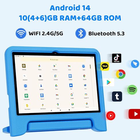2025 Upgraded Android 14 Tablet, 10inch Kids Tablet, Octa-core CPU, 10GB+64GB+1TB Expand Tablets for Kids with Kids Space, Parental Control, 6000mAh Big Battery,Touchscreen Tableta,Pink in Kuwait