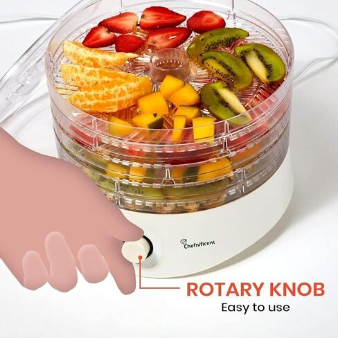 مجفف الطعام FD704M - 5 صواني قابلة للتعديل، خالية من مادة BPA - تجفيف سريع لمدة 4 ساعات، حرارة متساوية، تحكم سهل في درجة الحرارة - صانع الفواكه والخضروات واللحوم (أسود) in Kuwait