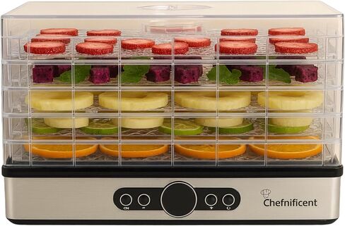 Food Dehydrator Machine with 5 Adjustable Trays, Rapid 4 Hour Drying, BPA Free Fruit Dryer for Jerky, Herbs, Mushrooms, Freeze Dryer Alternative for Healthy Snack Preparation in Kuwait