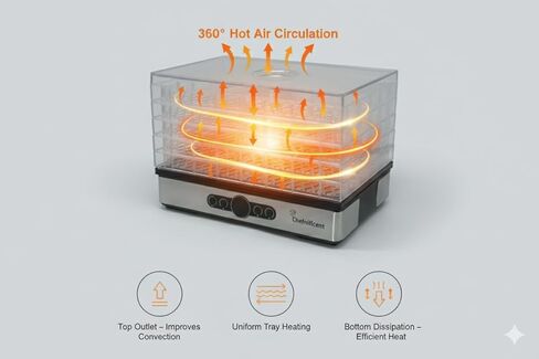 Food Dehydrator Machine with 5 Adjustable Trays, Rapid 4 Hour Drying, BPA Free Fruit Dryer for Jerky, Herbs, Mushrooms, Freeze Dryer Alternative for Healthy Snack Preparation in Kuwait