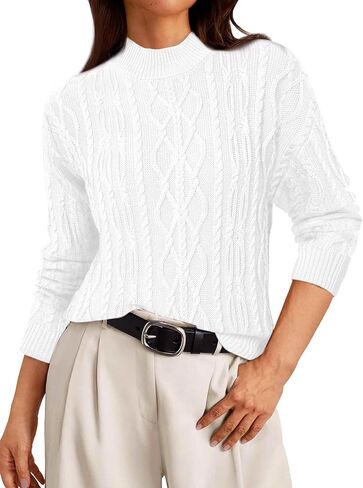 Allegra K Sweaters for Women's Cable Vintage Woven Crewneck Pullover Jumper Knitted Tops in Saudi Arabia