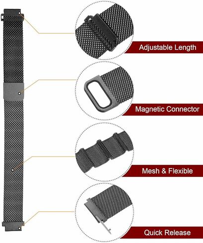 HARFINGTON Stainless Steel Mesh Watch Band Quick Release Metal Replacement Watch Strap with Magnetic Buckle for Men Women in Saudi Arabia