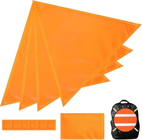 Soulchen 19 Pcs Blaze Orange Safety Panels Set 4 Triangle Magnetic Panel 2 Mesh Safety Board with Reflective Strips 12 Magnet Buttons 1 Storage Bag Hunting Blind Accessories for Outdoor Blinds Tents in Saudi Arabia