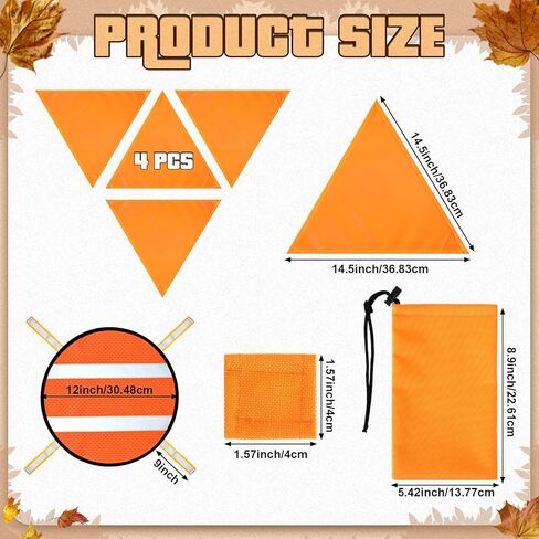 Soulchen 19 Pcs Blaze Orange Safety Panels Set 4 Triangle Magnetic Panel 2 Mesh Safety Board with Reflective Strips 12 Magnet Buttons 1 Storage Bag Hunting Blind Accessories for Outdoor Blinds Tents in Saudi Arabia