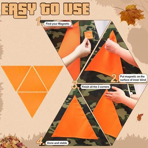 Soulchen 19 Pcs Blaze Orange Safety Panels Set 4 Triangle Magnetic Panel 2 Mesh Safety Board with Reflective Strips 12 Magnet Buttons 1 Storage Bag Hunting Blind Accessories for Outdoor Blinds Tents in Saudi Arabia