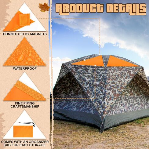 Soulchen 19 Pcs Blaze Orange Safety Panels Set 4 Triangle Magnetic Panel 2 Mesh Safety Board with Reflective Strips 12 Magnet Buttons 1 Storage Bag Hunting Blind Accessories for Outdoor Blinds Tents in Saudi Arabia