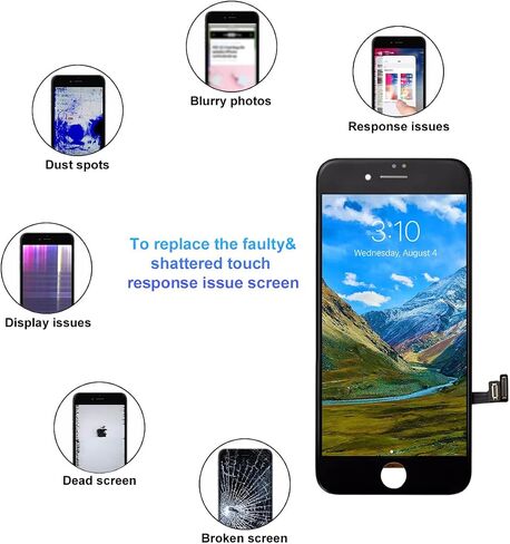 for iPhone 7 Screen Replacement,4.7" LCD Display and 3D Touch Digitizer,with Repair Tools for A1660, A1778, A1779 (Black) in Kuwait