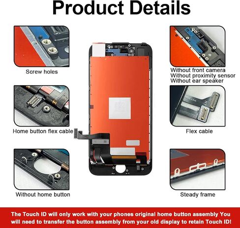 for iPhone 7 Screen Replacement,4.7" LCD Display and 3D Touch Digitizer,with Repair Tools for A1660, A1778, A1779 (Black) in Kuwait