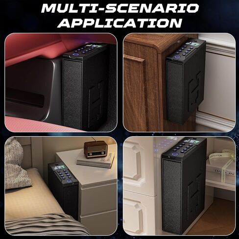 Gun Safe for Handgun, Wall Safe 4 Quick Access Gun Case Fingerprint, Key Access, Pin Code Bedside Gun Safe for Rifles and Pistols, Gun Lock Box for Nightstand, Bedside, Car, Desk, Dresser in Saudi Arabia