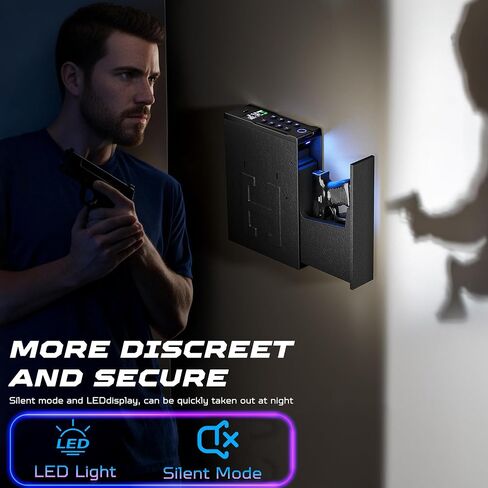 Gun Safe for Handgun, Wall Safe 4 Quick Access Gun Case Fingerprint, Key Access, Pin Code Bedside Gun Safe for Rifles and Pistols, Gun Lock Box for Nightstand, Bedside, Car, Desk, Dresser in Saudi Arabia