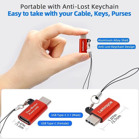 محول مانع البيانات USB C، 2 حزمة، USB من النوع C ذكر إلى أنثى فقط لموصل موسع الشحن السريع، حماية ضد مقبس العصير، رفض القرصنة يوفر توفير شحن آمن لجهاز USB-C in Kuwait