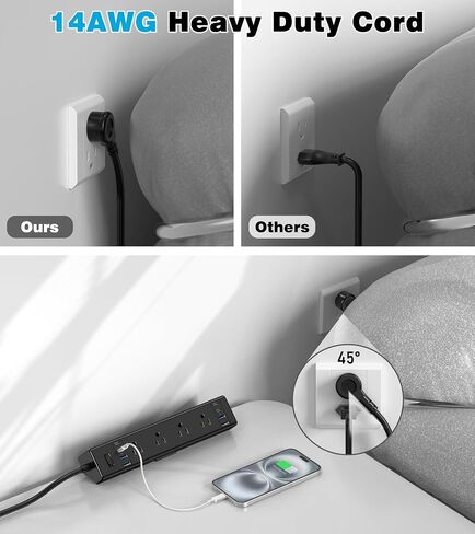 Desk Clamp Power Strip, 40W Total Fast Charging Station, Desk Edge Mount Power Strip, 8 USB Ports(4 USB C) & 8 AC Outlets, Fit 1.9" Tabletop Edge(6Ft 14AWG Cable) in Saudi Arabia