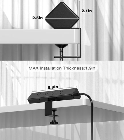 Desk Clamp Power Strip, 40W Total Fast Charging Station, Desk Edge Mount Power Strip, 8 USB Ports(4 USB C) & 8 AC Outlets, Fit 1.9" Tabletop Edge(6Ft 14AWG Cable) in Saudi Arabia