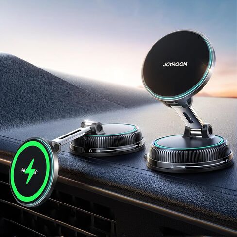 شاحن سيارة JOYROOM لهاتف iPhone Magsafe، مكنسة كهربائية وجل 2 في 1 أقوى شاحن سيارة Magsafe، حامل هاتف لشحن أسرع بقدرة 15 وات، لهاتف iPhone 17 16 15 14 13 12 Pro Max، أسود in Saudi Arabia