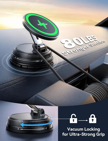 شاحن سيارة JOYROOM لهاتف iPhone Magsafe، مكنسة كهربائية وجل 2 في 1 أقوى شاحن سيارة Magsafe، حامل هاتف لشحن أسرع بقدرة 15 وات، لهاتف iPhone 17 16 15 14 13 12 Pro Max، أسود in Saudi Arabia