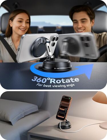 شاحن سيارة JOYROOM لهاتف iPhone Magsafe، مكنسة كهربائية وجل 2 في 1 أقوى شاحن سيارة Magsafe، حامل هاتف لشحن أسرع بقدرة 15 وات، لهاتف iPhone 17 16 15 14 13 12 Pro Max، أسود in Saudi Arabia
