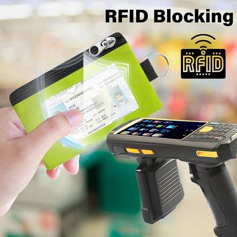 Minimalist RFID Blocking Wallet with Lanyard,Functional ID Case with 2 Zipper Pockets and Key Chain for Men and Women, Tactical Badge Pouch Cards Holder, Coin Purse for Travel Sports -Black in Saudi Arabia