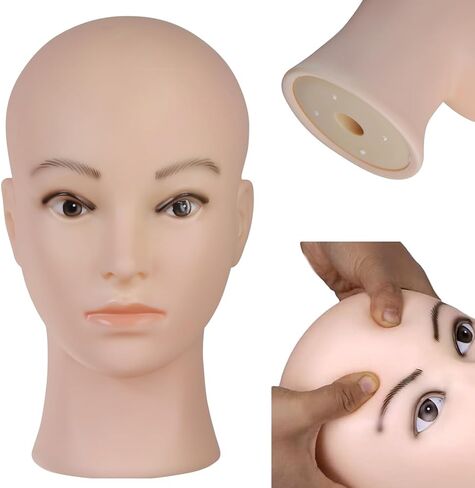Bald Mannequin Head, Female Head for Wig Making and Display Professional Cosmetology Model Head Brown Skin (D-Brown-21inch) in Saudi Arabia