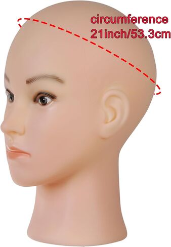Bald Mannequin Head, Female Head for Wig Making and Display Professional Cosmetology Model Head Brown Skin (D-Brown-21inch) in Saudi Arabia