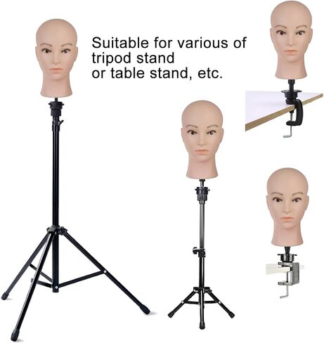 Bald Mannequin Head, Female Head for Wig Making and Display Professional Cosmetology Model Head Brown Skin (D-Brown-21inch) in Saudi Arabia
