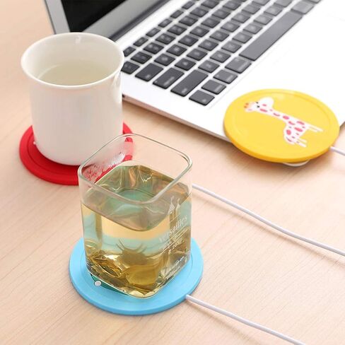 قاعدة أكواب من السيليكون للتدفئة ZJchao USB، حصيرة تسخين المشروبات بنمط كرتوني، تحافظ على مشروبك دافئًا مع USB للأكواب متعددة الاستخدامات، مناسبة للقهوة أو الشاي أو الحليب (ألوان متنوعة) in Kuwait