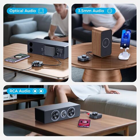 Bluetooth 5.3 Receiver for Home Stereo, RCA Bluetooth Adapter for 3D Surround, Support Optical, AUX 3.5mm, RCA Receiver Adapter for Speakers, Music Streaming Stereo System in Saudi Arabia