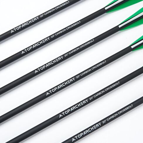 TOPARCHERY 20 بوصة من مسامير القوس والنشاب الكربونية 12 حزمة و6 مجموعات من رؤوس القوس والنشاب - سهام القوس والنشاب الممتازة مع دوارات 4 بوصة ونصائح ميدانية قابلة للإزالة للصيد والممارسة في الهواء الطلق in Kuwait