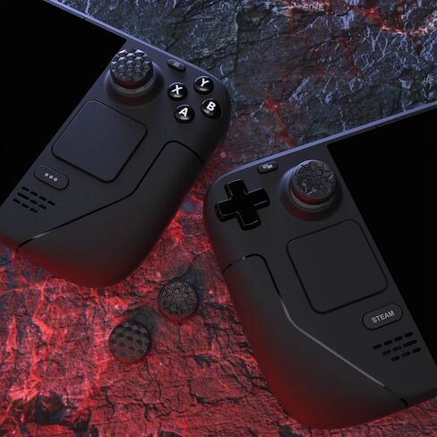 Pro Thumb Grip Caps for Steam Deck LCD & OLED, Diamond Grain & Crack Bomb, Black in Saudi Arabia