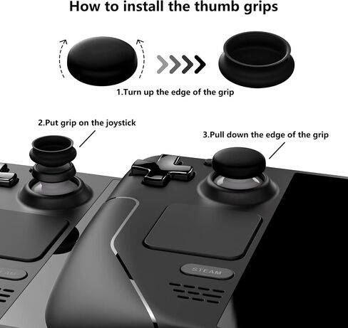 Pro Thumb Grip Caps for Steam Deck LCD & OLED, Diamond Grain & Crack Bomb, Black in Saudi Arabia