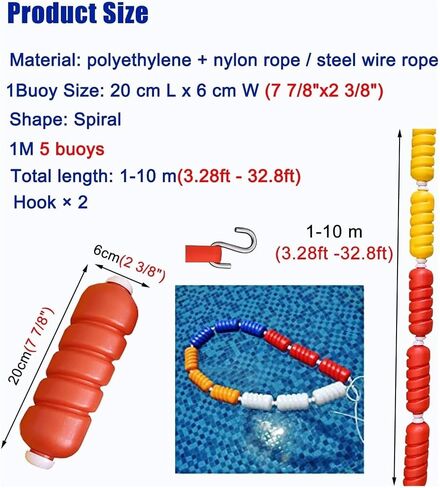 Pool Buoy,Pool Divider Rope Float, Pool Divider Rope Spiral Buoy, Colorful Lane Diversion Float, Safety Dividing in Saudi Arabia