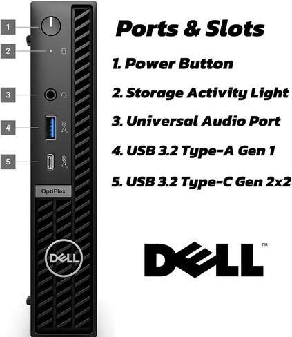 الكمبيوتر المكتبي طراز OptiPlex Micro من Dell | الجيل 12 من انتل i9-12900K 16 نواة | ذاكرة وصول عشوائي DDR5 بسعة 64 جيجابايت | 4 تيرابايت PCIe NVMe SSD | كمبيوتر شخصي للأعمال صغير الحجم | واي فاي 6E | دعم العرض المزدوج بدقة 4K | اتش دي ام اي و دي بي | وين in Saudi Arabia