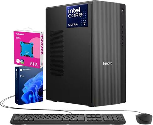 Lenovo 2025 IdeaCentre Secure & Productive Business Tower Desktop, Ultra 7 265, 64GB DDR5 RAM, 2TB SSD, Wi-Fi 6, HDMI, Win 11 Pro, Wired Keyboard & Mouse, Bundle with ADATA 512GB External SSD in Saudi Arabia