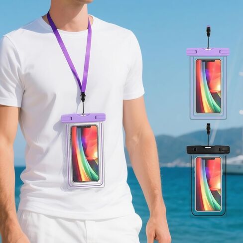 Waterproof Phone Dry Bag Floating Large PouchFloating Waterproof Phone Case with Lanyard for Boating(Black,8x4in) in Saudi Arabia