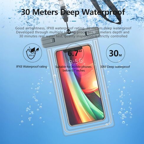 Waterproof Phone Dry Bag Floating Large PouchFloating Waterproof Phone Case with Lanyard for Boating(Black,8x4in) in Saudi Arabia