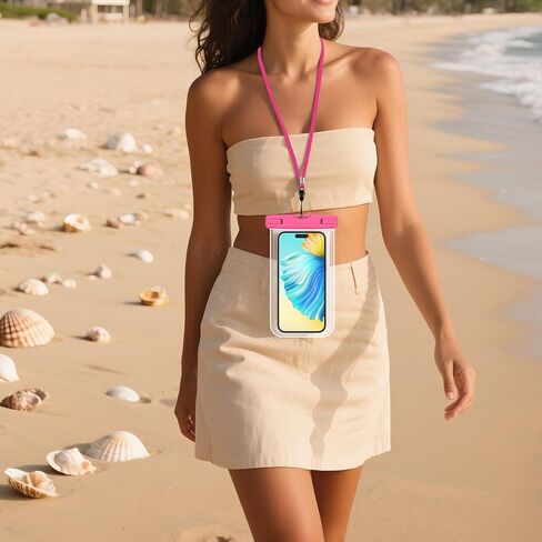 Cellphone Case Sealed Luminous PVC Waterproof Cover Swimming Mobile Phone Waterproof Bag(Pink) in Saudi Arabia