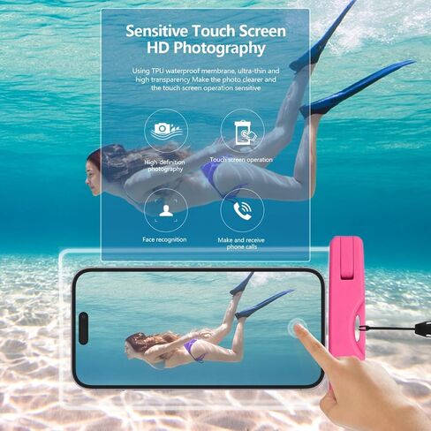 Cellphone Case Sealed Luminous PVC Waterproof Cover Swimming Mobile Phone Waterproof Bag(Pink) in Saudi Arabia