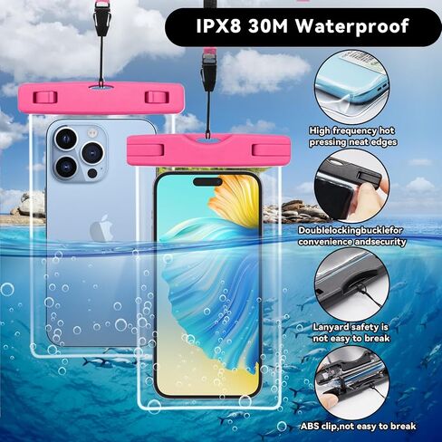 Cellphone Case Sealed Luminous PVC Waterproof Cover Swimming Mobile Phone Waterproof Bag(Pink) in Saudi Arabia