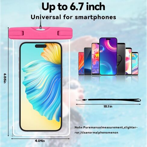 Cellphone Case Sealed Luminous PVC Waterproof Cover Swimming Mobile Phone Waterproof Bag(Pink) in Saudi Arabia