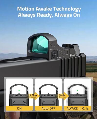 CVLIFE WolfCloak X03 Motion Awake Green Dot Sight for RMR Footprint, 3 MOA Reflex Sight with 0.33" Ultra-Low Profile & 24mm Lens for Full-Sized Pistols, Optics Adapter for MOS & 21mm Picatinny Base in Saudi Arabia