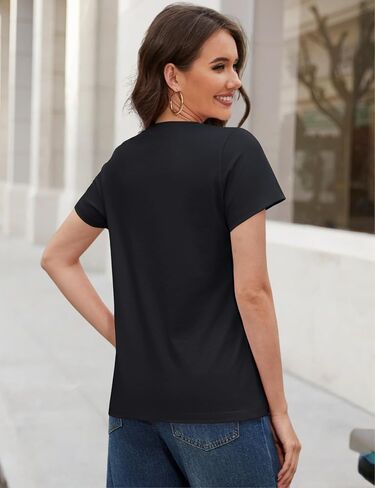 Yucolen Women's Cotton Tshirts Crew Neck Stirts Short for Woman Basic Soild Color Summer Strendy Tees in Saudi Arabia