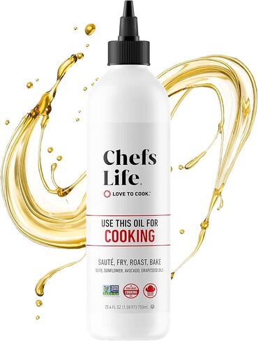 Chefs Life Cooking Oil - Gourmet Oil for Cooking, Blend of Olive Oil, Avocado Oil, Sunflower Oil & Grapeseed Oil, Non GMO - 25.4 Fl Oz Squeezable Bottle (1 Pack) in Saudi Arabia