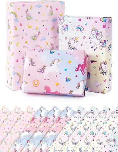WERNNSAI Dinosaur Christmas Wrapping Paper 10 SHEETS Pink Christmas Flat Dinosaur Wrapping Paper Christmas Gift Wrap Fold Christmas Paper Holiday Girls Birthday Wrapping Paper in Saudi Arabia