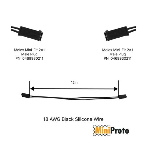 Genuine Molex MiniFit Jr 4-Pin Male to Male Wire Harness - 12 Inch - 2-Pack - High Temp 200C Silicone Wire - 150-Strand Tinned Copper - Electronics & Robotics Grade in Kuwait