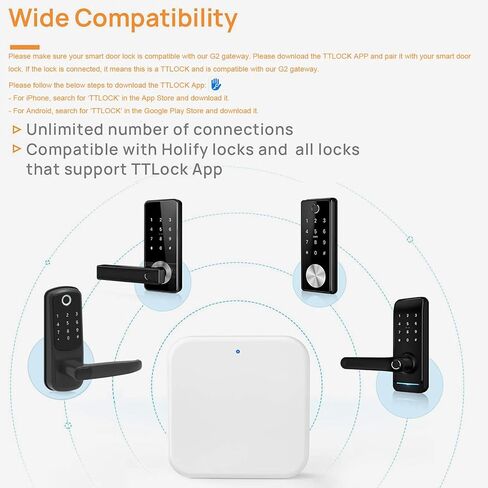 بوابة واي فاي بقفل ذكي G2، وحدة تحكم عن بعد 2.4 جيجا هرتز لأقفال TT/DD، متوافقة مع Alexa in Saudi Arabia
