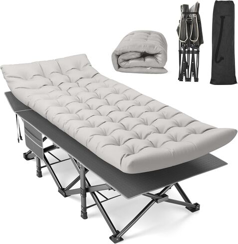 Suteck Camping Cot, 32In XXL Folding Camping Cot Heavy Duty Sleeping Bed for Adults 1200D Double Layer Oxford Cots for Camping W/Pilllow Mattress Carry Bag for Home Office Nap Beach Travel, 900LBS in Saudi Arabia