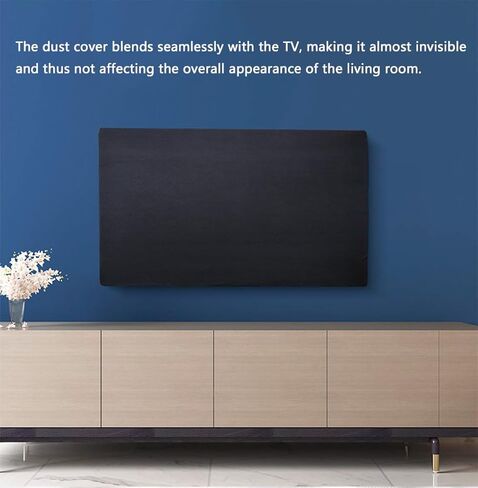 Indoor TV dust cover, elastic fabric with adjustable size, Suitable for most brands of 76-85 inch flat or curved TVs(Black, 76 - 85 inches) in Saudi Arabia