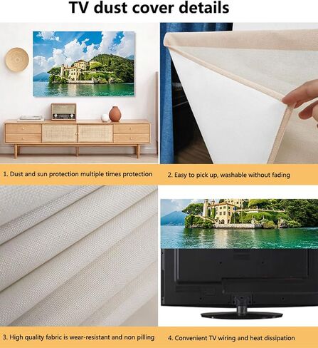 Display Screen Protective Cover,Indoor Landscape Printing Tv Dust Cover, TV Cover for Wall Hanging Desktop Curved Type Screen(Size:24in(59x35cm),Color:B) in Saudi Arabia