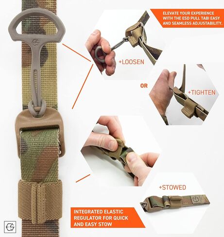 Edgar Sherman Design ESD Sling Tactical Rifle Sling | Two-Point | Mil-Spec | Quick Adjust | Lightweight | Integrated Elastic Retention | Trusted by Special Operations | USA Made in Saudi Arabia