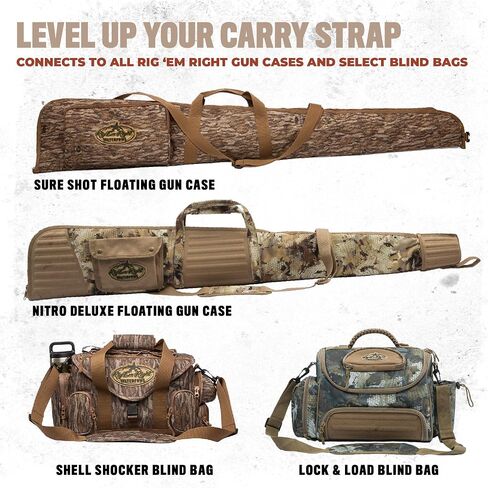 Rig'Em Right Waterfowl High Brass Classic Non-Slip Gun Sling with Brass Rivets and Cinch Buckle - Universal Metal Gun Clips Included in Saudi Arabia